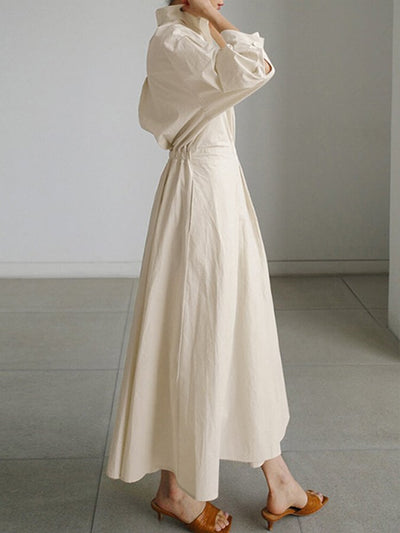 Mary - Chic Polo Collar A-Line Swing Dress