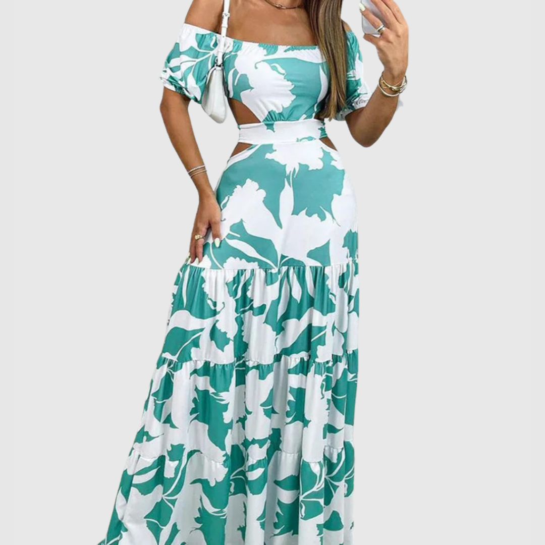 Kaitlyn - Elegant Irregular Grain Cut-Out Style Midi Dress
