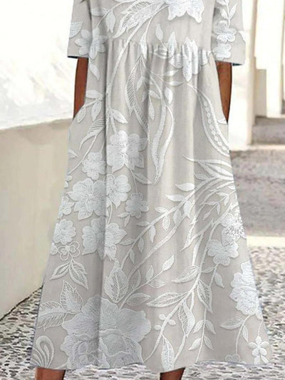 Hadley - Timeless Long Floral Dress with 3/4 Sleeves