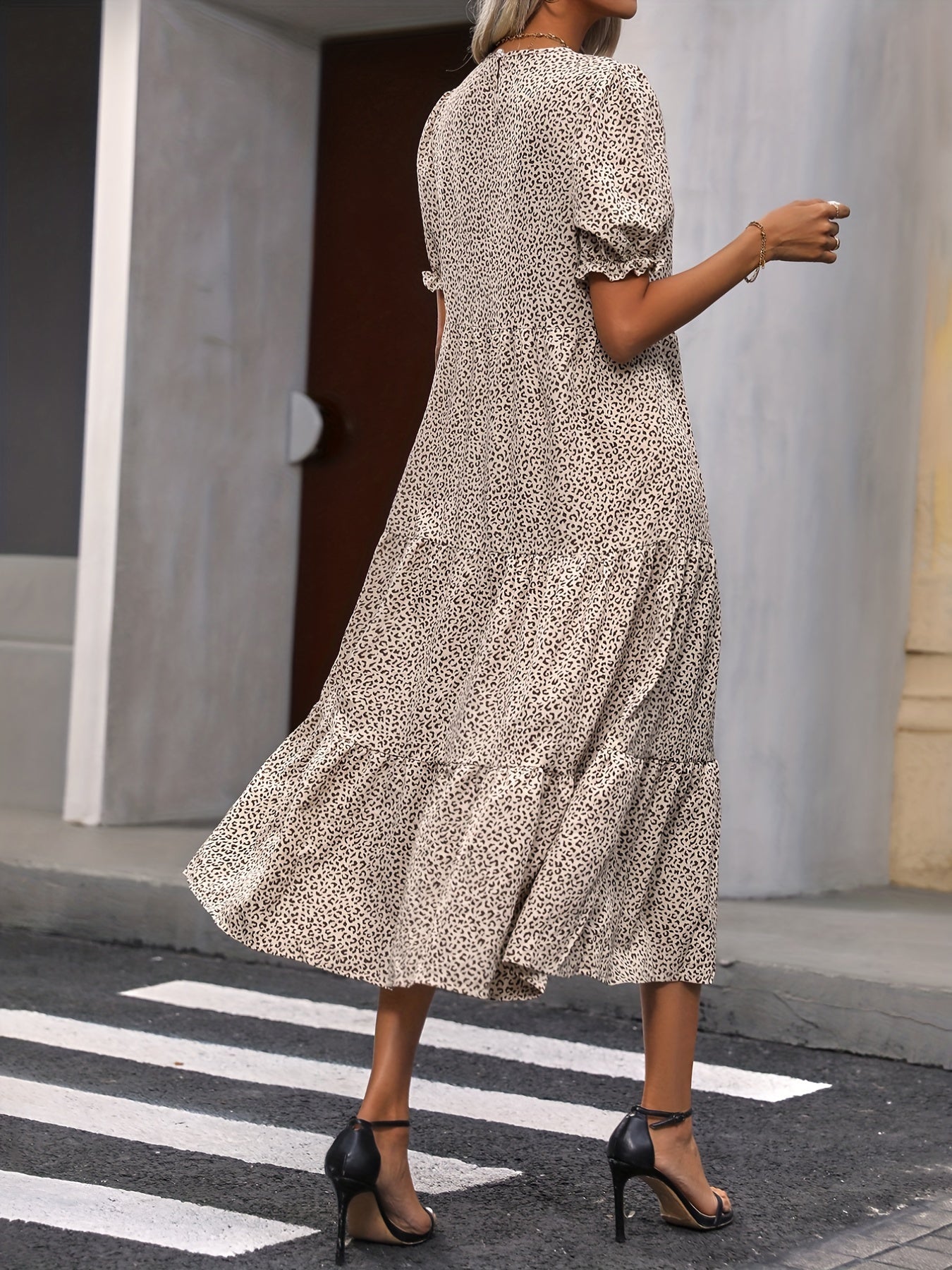Candace - Casual Round Neck Dress With Ruffle Detail