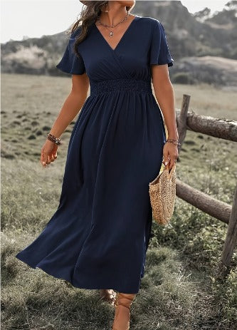 Lila - Short Flare Sleeve Side Split Maxi Dress