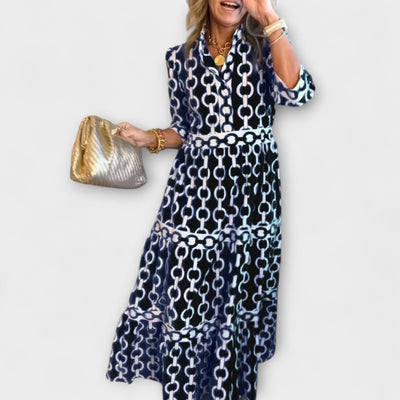 Christine - Women's Printed Chain Pattern Long Dress
