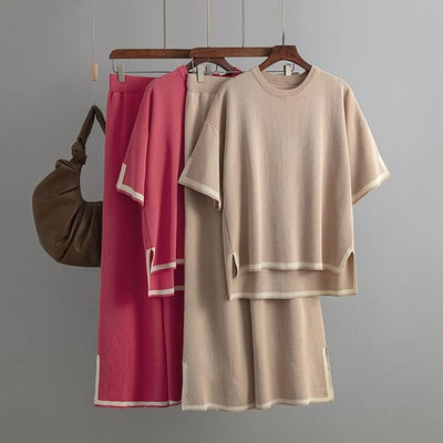 Brianna - Elegant Ice Short Sleeve Co-Ord Set