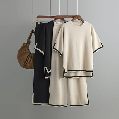 Brianna - Elegant Ice Short Sleeve Co-Ord Set