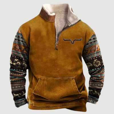 Kjeld ™ - Cozy Moose Print Half-Zip Sweater For Men