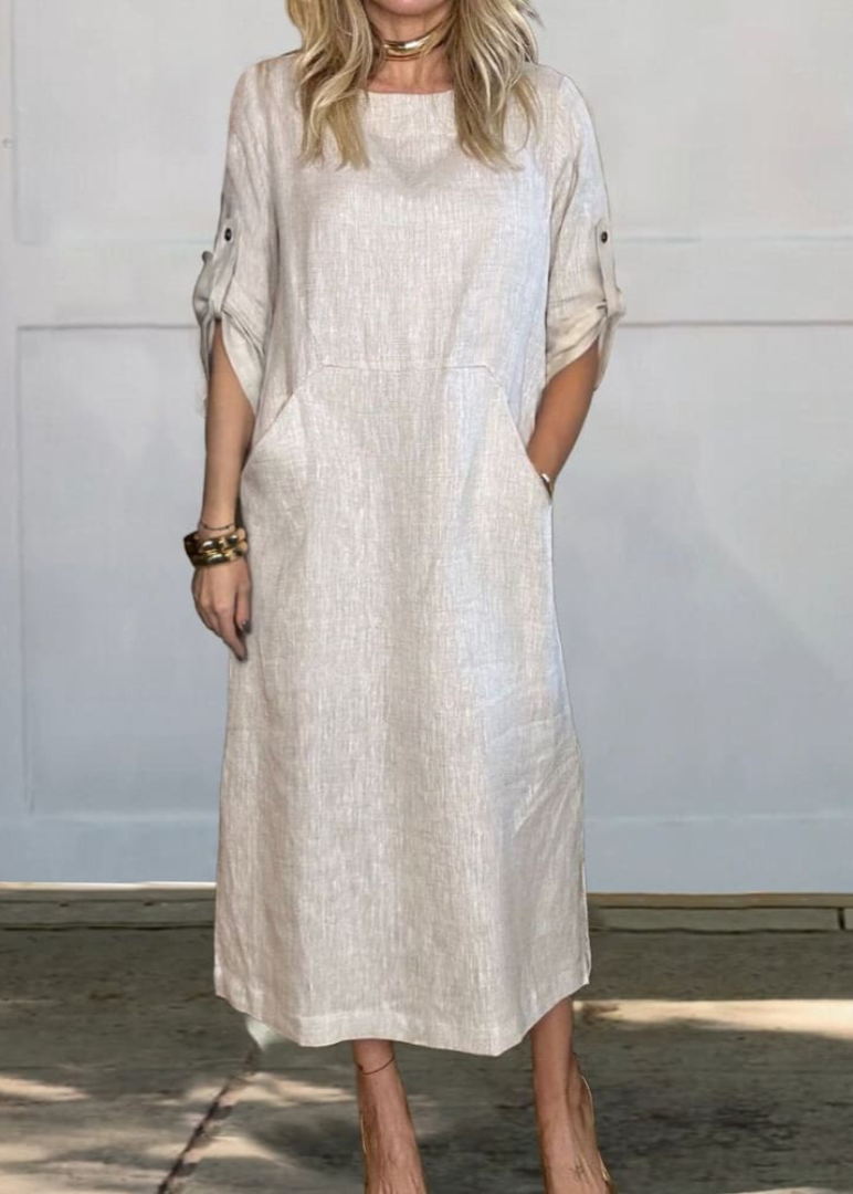 Mia™ - Comfortable Plain Dress With Pockets