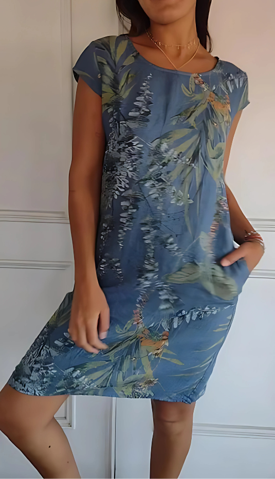 Jordan - Casual Loose-Fit Knee-Length Printed Dress