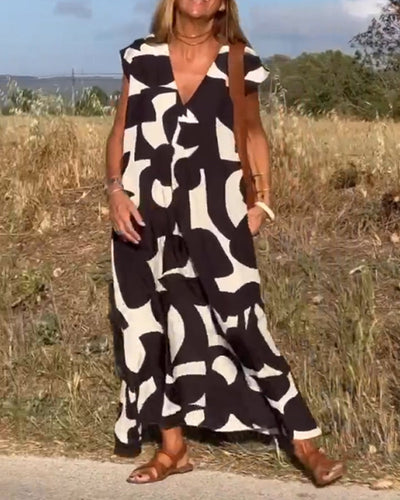 Keira - Irregular Geometric Print Sleeveless Dress