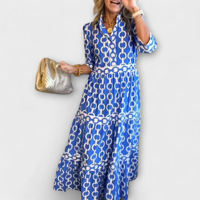 Christine - Women's Printed Chain Pattern Long Dress