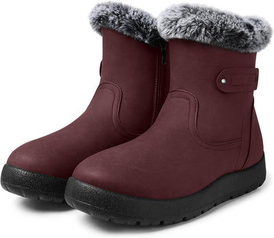 SHIBEVER - Fur Lined Waterproof Anti-Slip Snow Boots