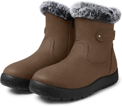 SHIBEVER - Fur Lined Waterproof Anti-Slip Snow Boots