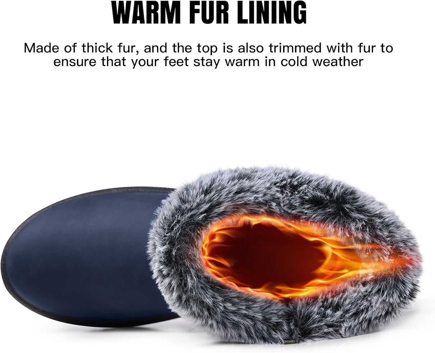 SHIBEVER - Fur Lined Waterproof Anti-Slip Snow Boots