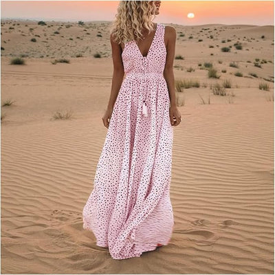 Harper - Boho Polka Dot Maxi Dress