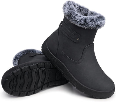 SHIBEVER - Fur Lined Waterproof Anti-Slip Snow Boots
