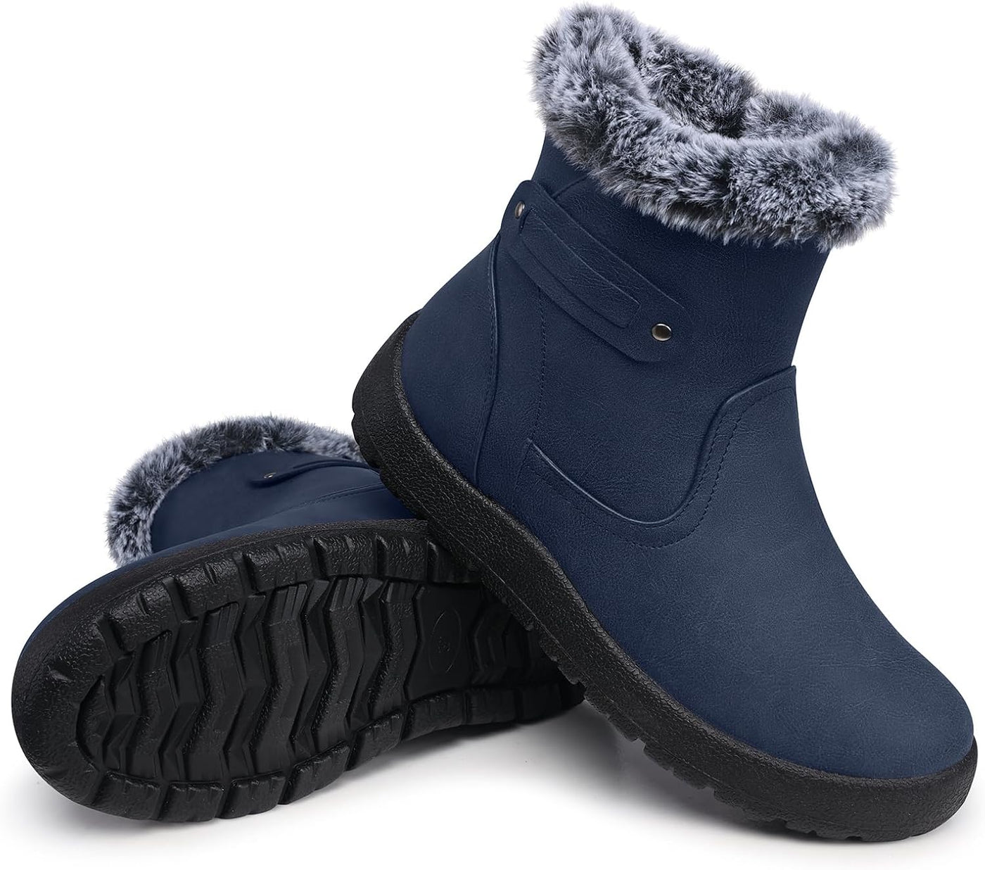 SHIBEVER - Fur Lined Waterproof Anti-Slip Snow Boots