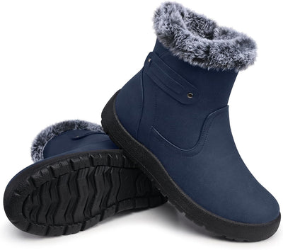 SHIBEVER - Fur Lined Waterproof Anti-Slip Snow Boots