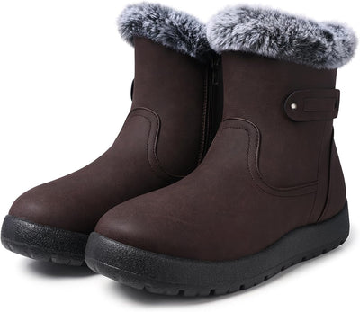 SHIBEVER - Fur Lined Waterproof Anti-Slip Snow Boots