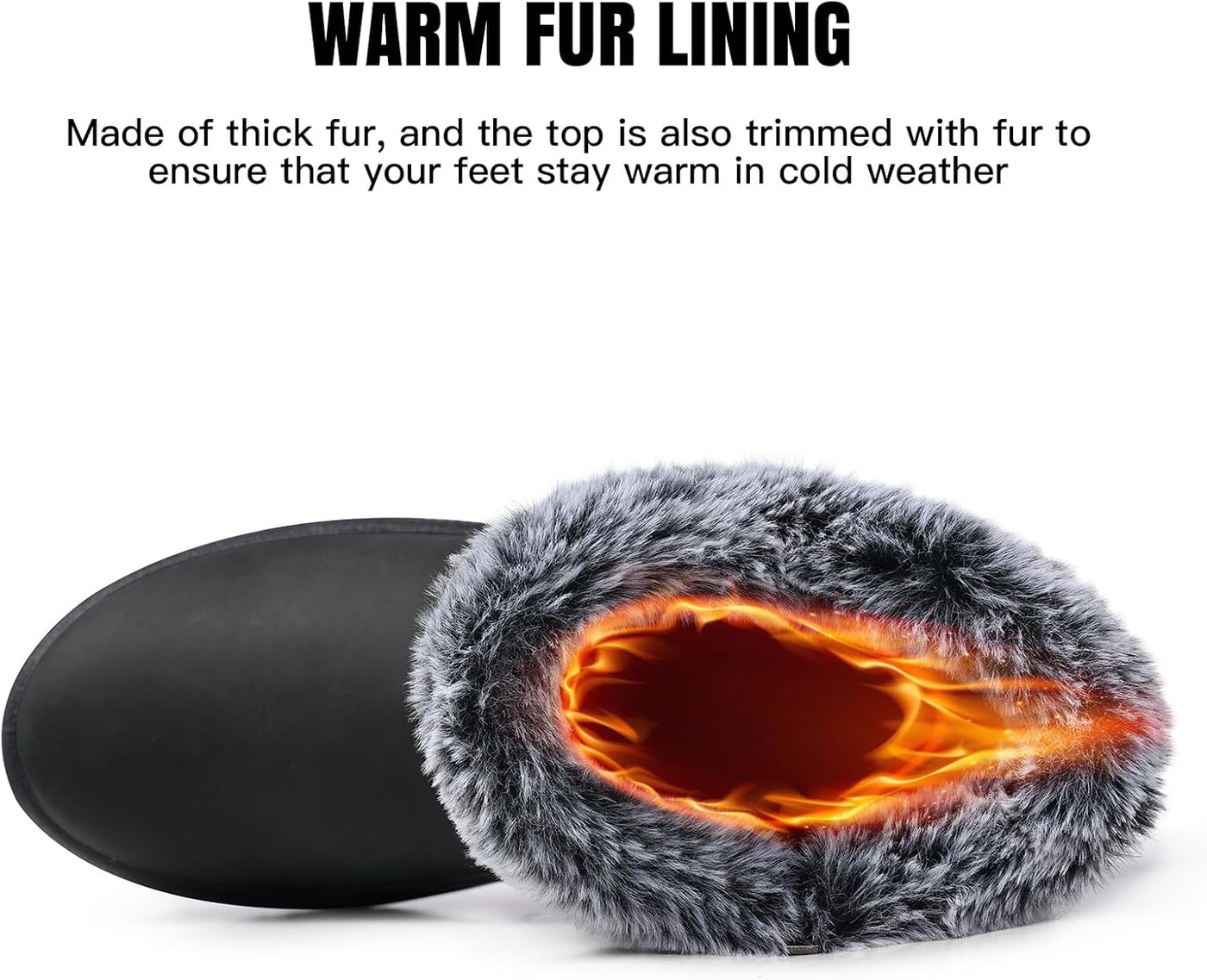 SHIBEVER - Fur Lined Waterproof Anti-Slip Snow Boots