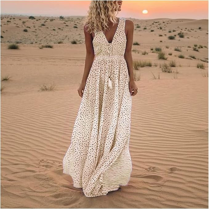 Harper - Boho Polka Dot Maxi Dress