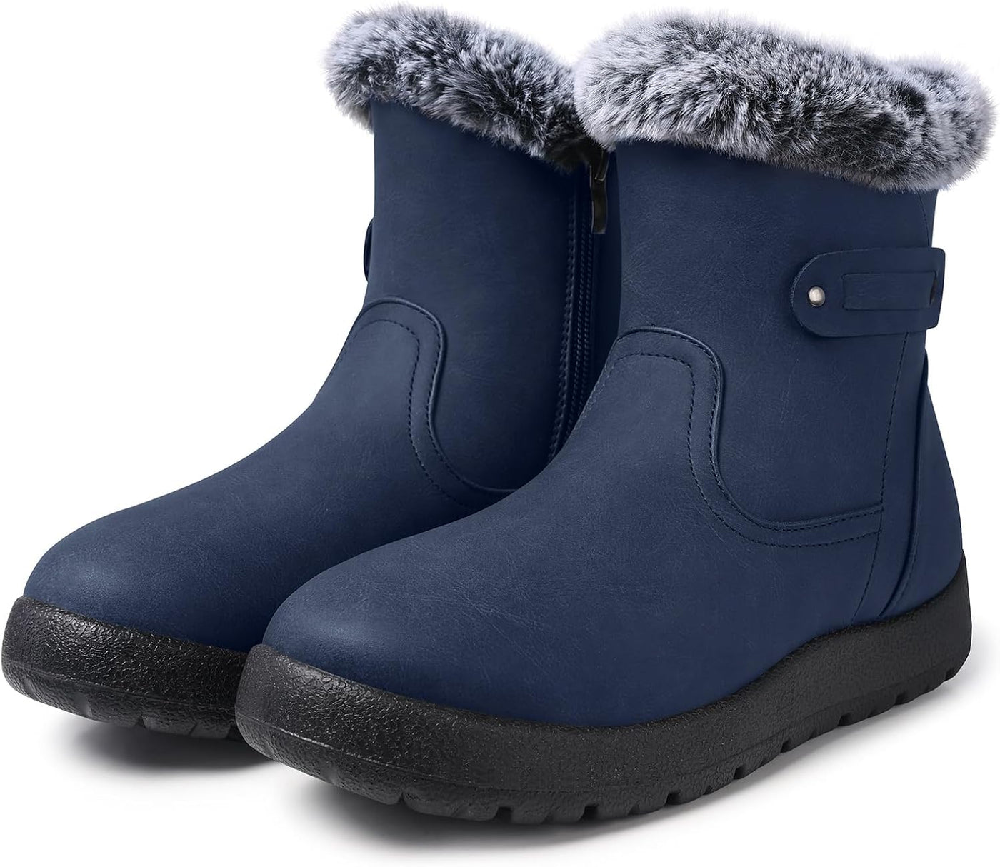 SHIBEVER - Fur Lined Waterproof Anti-Slip Snow Boots
