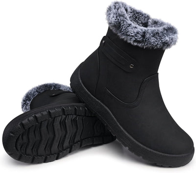 SHIBEVER - Fur Lined Waterproof Anti-Slip Snow Boots