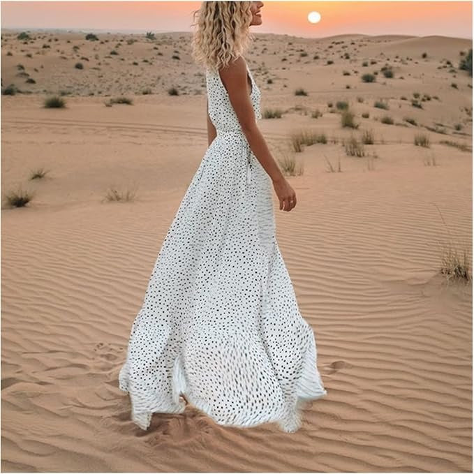 Harper - Boho Polka Dot Maxi Dress