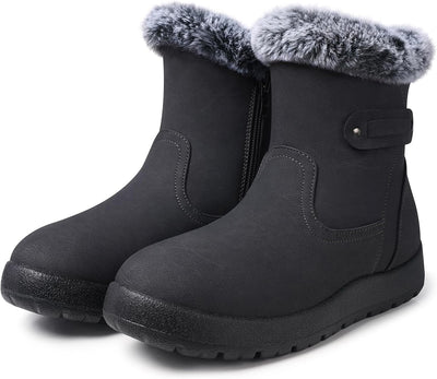 SHIBEVER - Fur Lined Waterproof Anti-Slip Snow Boots