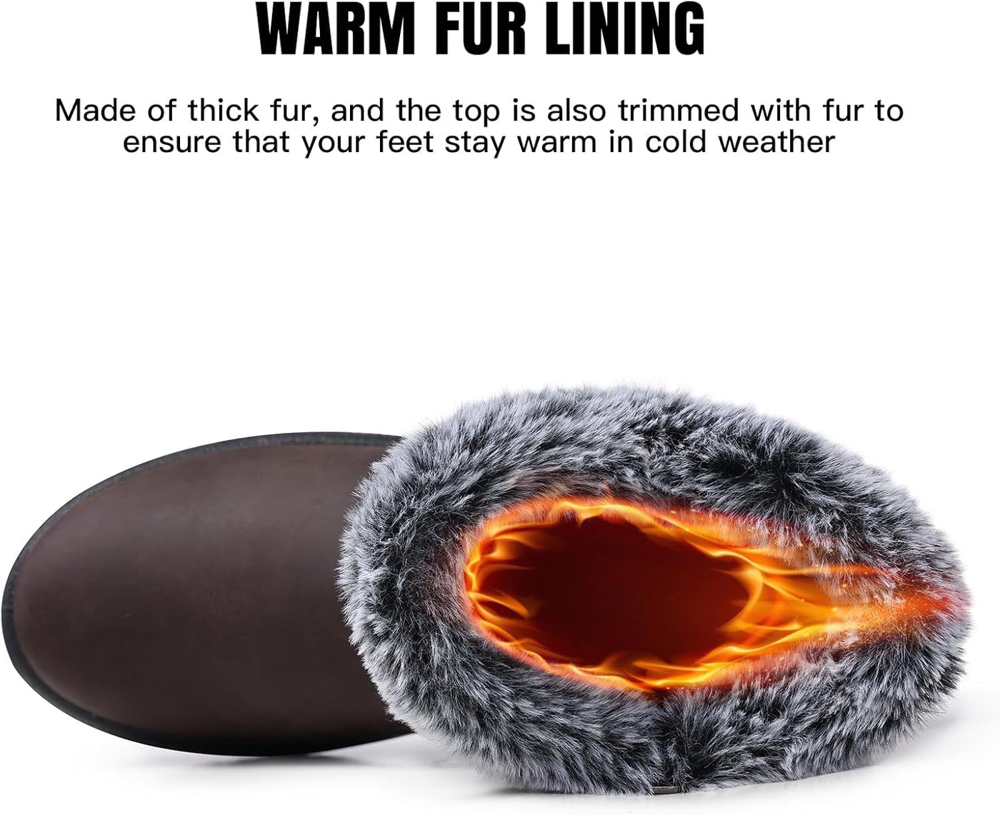 SHIBEVER - Fur Lined Waterproof Anti-Slip Snow Boots