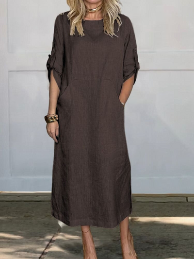 Mia™ - Comfortable Plain Dress With Pockets