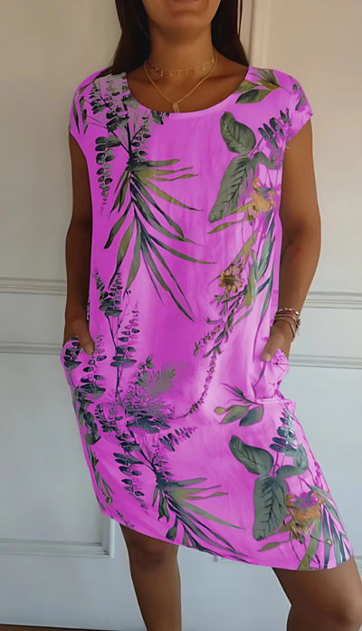 Jordan - Casual Loose-Fit Knee-Length Printed Dress