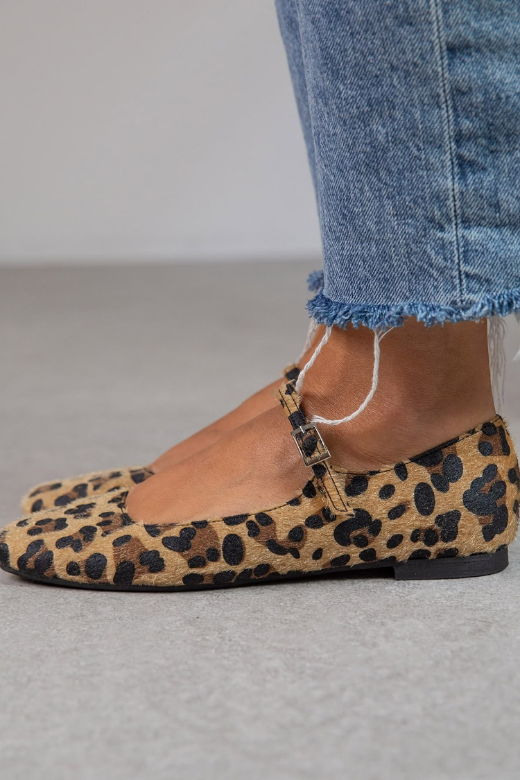 MILA Animal Print Mary Jane Flats – Elegant and Trendy Style