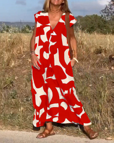 Keira - Irregular Geometric Print Sleeveless Dress
