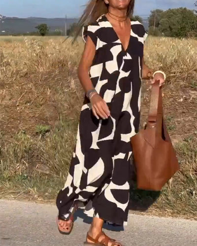 Keira - Irregular Geometric Print Sleeveless Dress