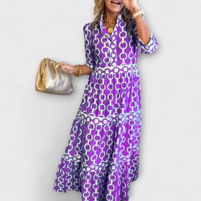 Christine - Women's Printed Chain Pattern Long Dress