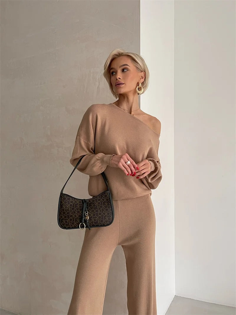 Cora - Elegant Winter Knit Monochrome Set