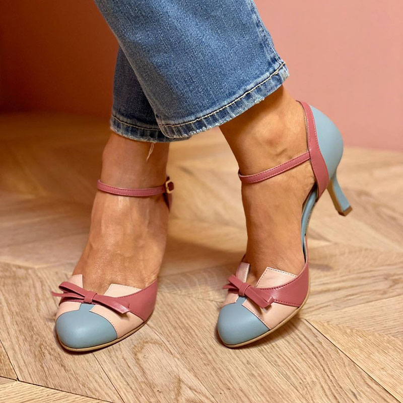 Bellarosa - Colorful sandals with bow and strap, round toe