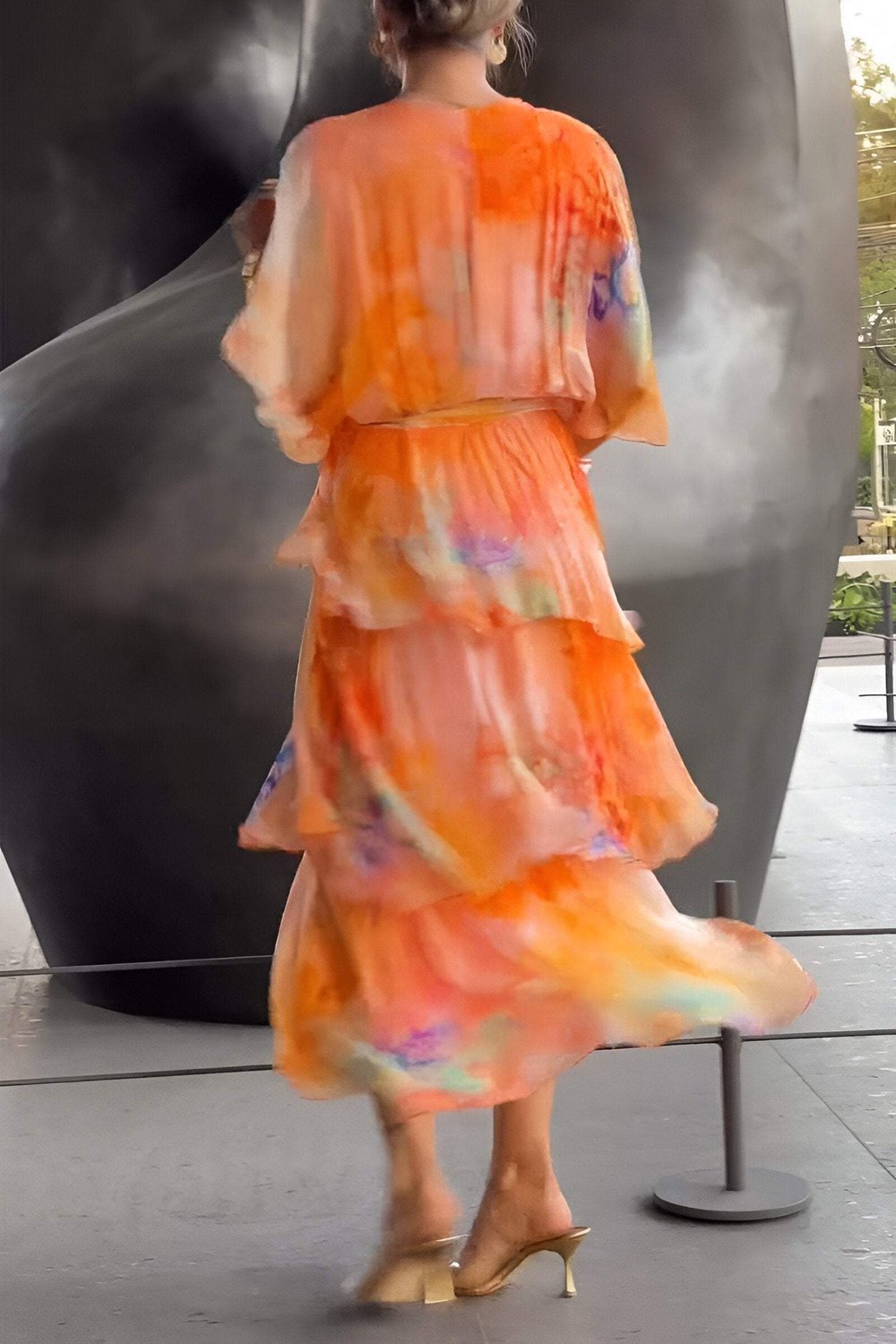 Naica - Spring Floral Tiered Chiffon Dress