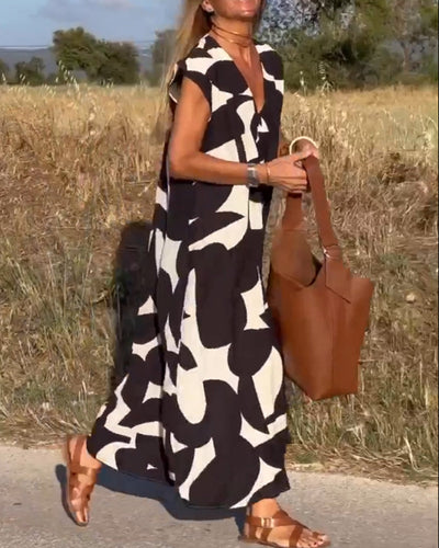 Keira - Irregular Geometric Print Sleeveless Dress