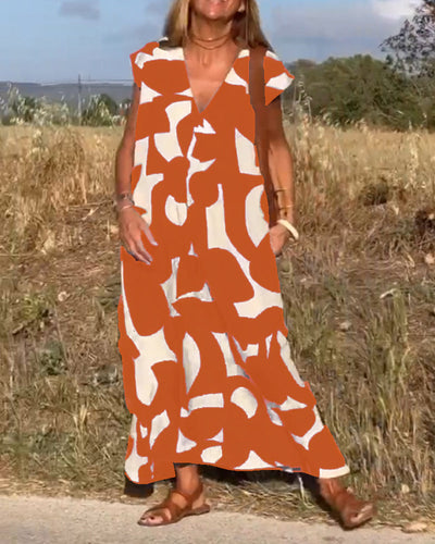 Keira - Irregular Geometric Print Sleeveless Dress