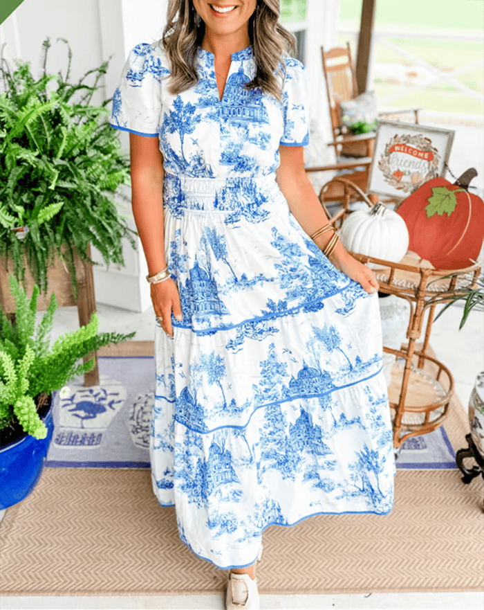 Tania - Boho Chic V-Neck Floral Maxi Dress