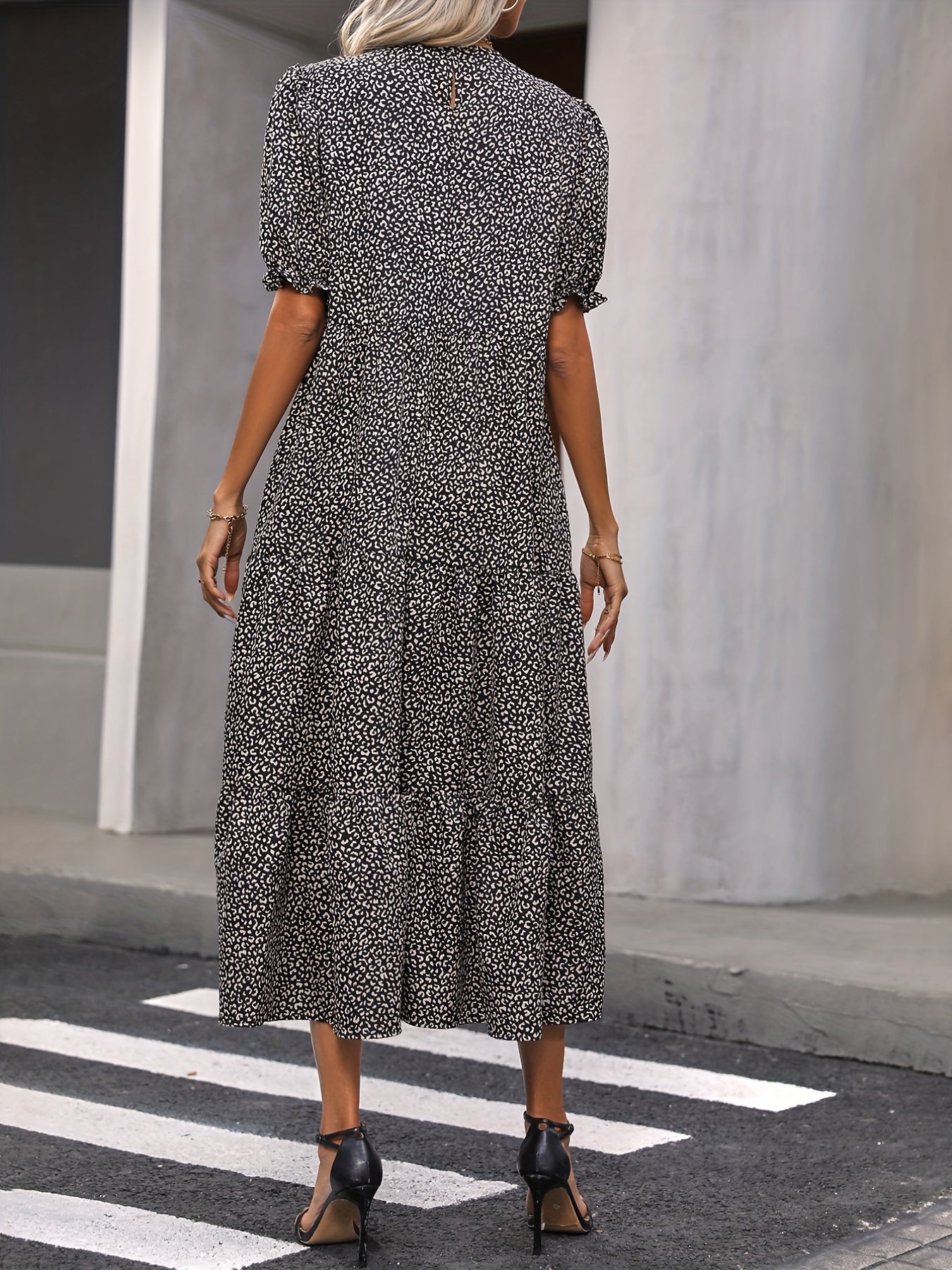 Candace - Casual Round Neck Dress With Ruffle Detail