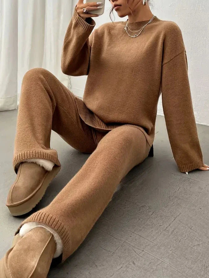 Faith - Warm Ribbed Casual Knitted Pantsuit
