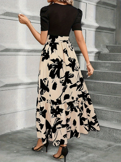 Kylie - Floral High-Waist Dress with Ruffle Hem