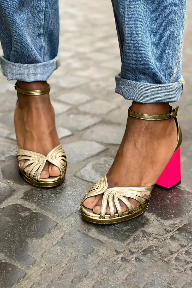 LUMA - Elegant Metallic Sandals with Fluorescent Heels for a Unique Style
