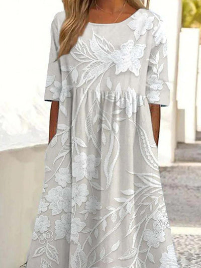 Hadley - Timeless Long Floral Dress with 3/4 Sleeves