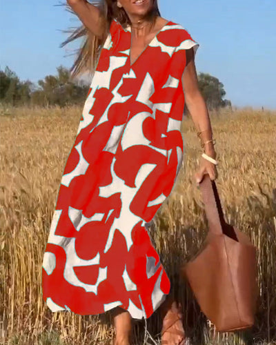 Keira - Irregular Geometric Print Sleeveless Dress