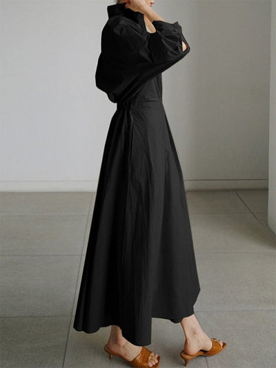 Mary - Chic Polo Collar A-Line Swing Dress