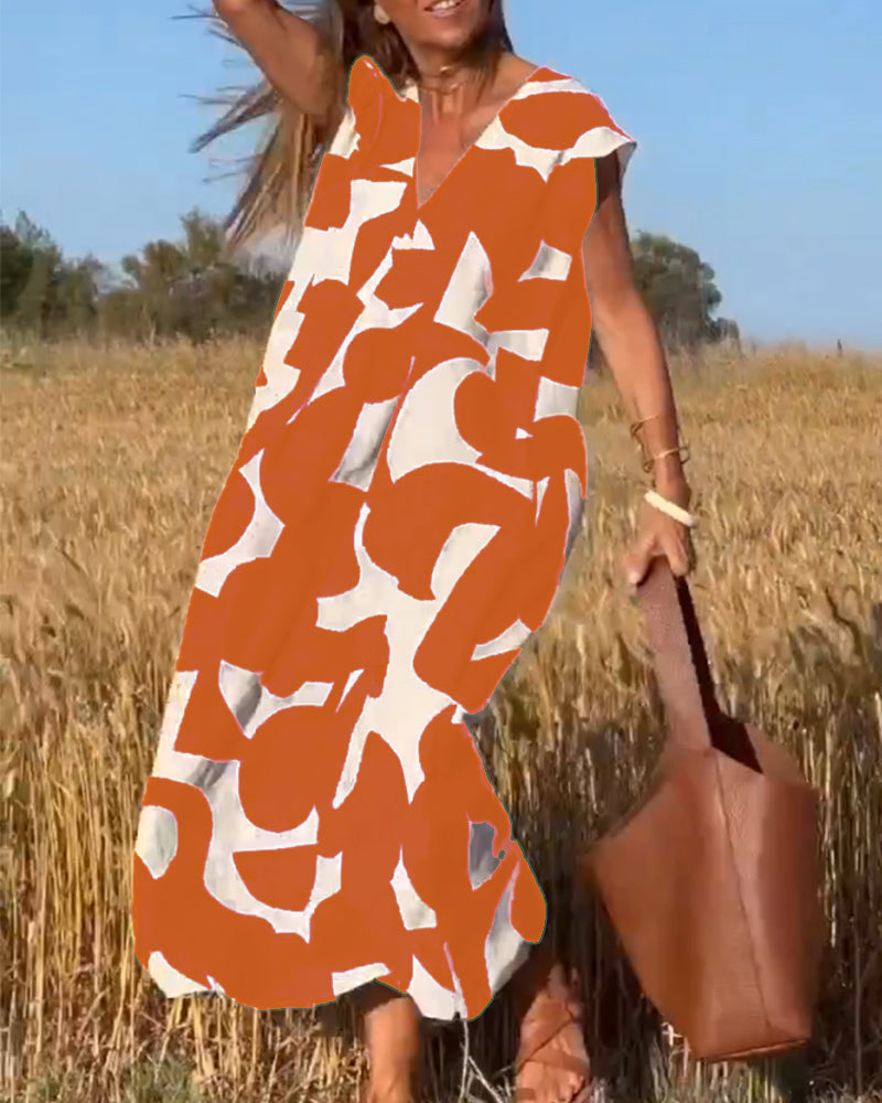 Keira - Irregular Geometric Print Sleeveless Dress