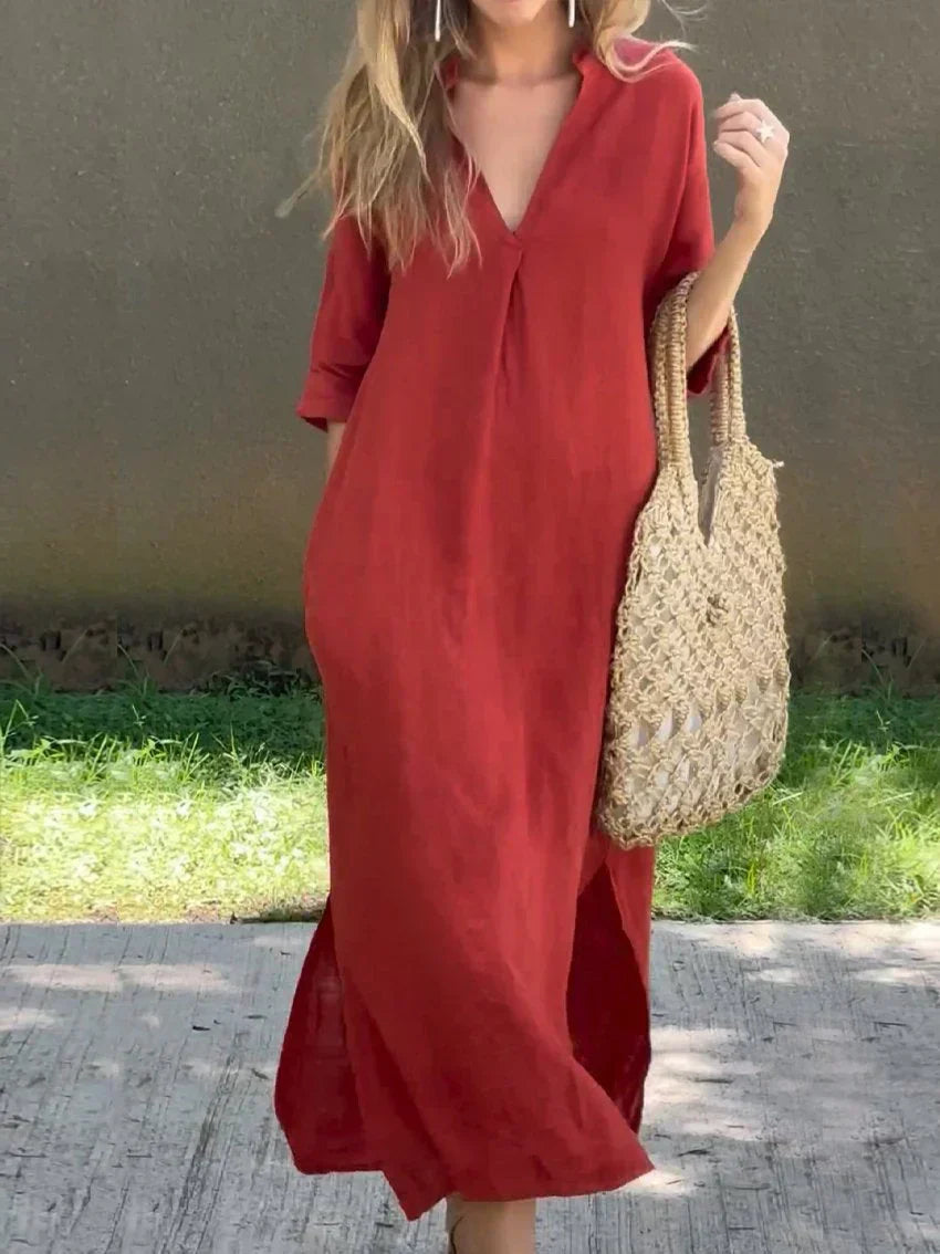 Jackie - Chic V-Neck Summer Maxi Dress