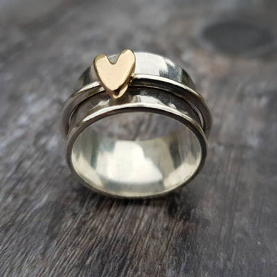 Mely - Silver ring with gold heart